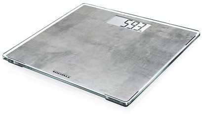Soehnle Style Sense Compact 300 Concrete, digitale Körperwaage mit LCD-Anzeige, elektronische Waage mit extraflachem Design, Personenwaage mit Tragkraft bis zu einem Gewicht von 180 kg
