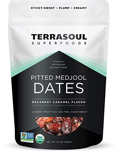 Terrasoul Superfoods Organic Pitted Medjool Dates, 1.5 Lbs - Pits Removed | Soft Chewy Texture | Sweet Caramel Taste
