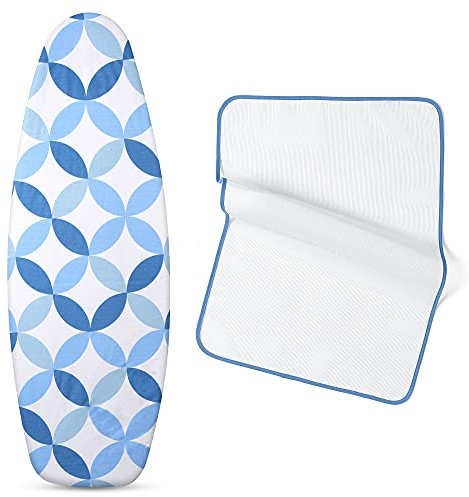 Extra Thick 7mm ironing board cover Designed in the UK. Ironing board covers fit all boards 145 cm in length and 54cm in width. ironing board covers large and medium.Full-Size Scorch Resistant Padding
