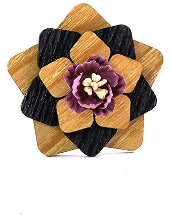 Uteruik Holzbrosche Anstecknadel Boutonniere Hochzeit Corsage für Männer Anzug Smoking Jacke 1 Stück (#C)