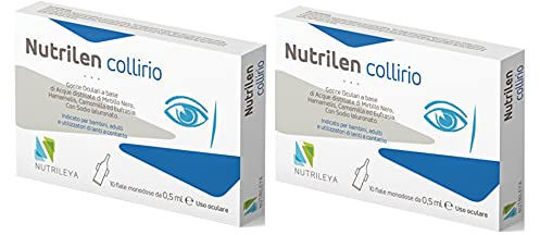 NutriLen Gocce Oculari Naturali - Per Secchezza Oculare, Irritazioni da prolungato lavoro al computer o lenti a contatto - Con Mirtillo Nero, Camomilla, Acido Ialuronico – 20 Monodose, Nutrileya