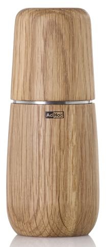AdHoc Yono Gewürzmühle 15 cm – manuelle Mühle aus Eichenholz, geölt (hell) – Keramikmahlwerk stufenlos einstellbar – Premium Holzmühle für Salz und Pfeffer – Elegantes Design für Küche und Tisch | Geschenkset für Köche, kulinarische Chefgeschenke, manuelle Salz- und Pfeffermühle mit Keramik-Mahlwerken