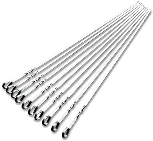 IMEEA 40 cm Edelstahl Grillspieße Flach BBQ Kebab-Spieße Wiederverwendbar Schaschlikspieße für Fleisch Gemüse Würstchen 10er Set