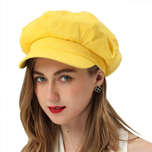 Damen Newsboy Cap Sommer Baskenmütze - 100% Baumwolle 8 Paneele Vintage Cabbie Hut - Achteckige Schirmmütze für Frauen Mädchen Damen Geschenk