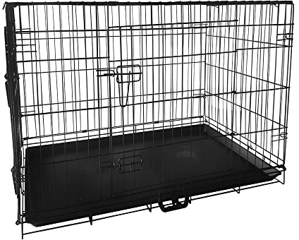 Signzworld Dog Crate 36 inch 2 Doors with Removal Tray Folding Metal Puppy Cage Pet Training Animal Carrier Large