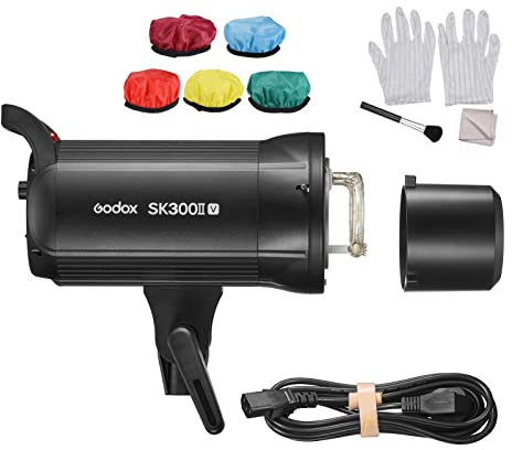 Godox SK300II-V Flash de Studio amélioré 300 WS Puissance GN58 5600 ± 200 K Lumière stroboscopique intégrée 2.4G Système X sans Fil avec Lampe de modélisation LED Bowens Mount Photographie Flashes