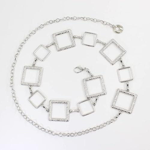 Mode Kettengürtel Für Damen,Vintage Damen Taille Kette Taillengürtel Kettengürtel Metall Kette Gürtel Bauchkette Legierung Taille Kette Einstellbare Schnalle Langer Hüftgurt für Frauen Silber