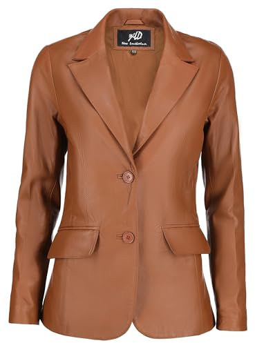 Jild Classic Style Leather Blazer Women - Casual Coat Leather Jacket Women (LC-Cog-M)