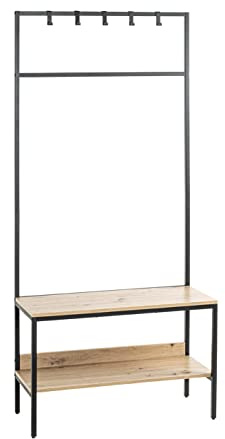 HAKU Standgarderobe Eiche hell, schwarz, MDF, Metall - Maße: B 80 x H 180 x T 35 cm, Style: Modern