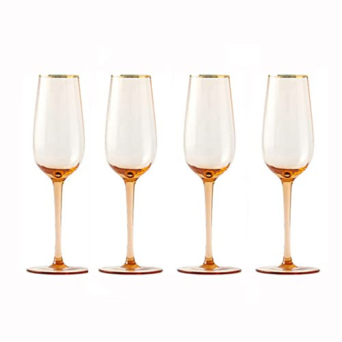 SISWIM Flûtes à Champagne Verres à Champagne créatifs 220ml flûte à Champagne personnalisée 4 pièces Verres étincelants Hauts Verres à vin en Verre de Luxe Coupes à Champagne