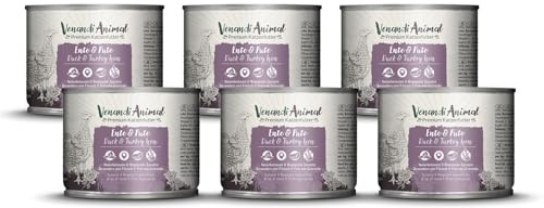 Venandi - Premium Nassfutter für Katzen - Ente & Pute, 6 x 200g (6er Pack), getreidefrei mit extra viel Fleisch