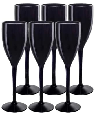 SPARKLERS CLUB Flûte Champagne Incassable SMMA 12 cl Noir Lot de 6 | SMMA Équivalent Tritan, Made in France, Incassable et Résistant aux Chocs, Lave-Vaisselle, Design Élégant Noir