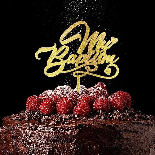 Rimego Meine Taufe Tortenaufsatz, Taufdeko Junge und Mädchen, Kuchendekoration, religiöse Kuchendekoration, personalisierte Tortendekoration