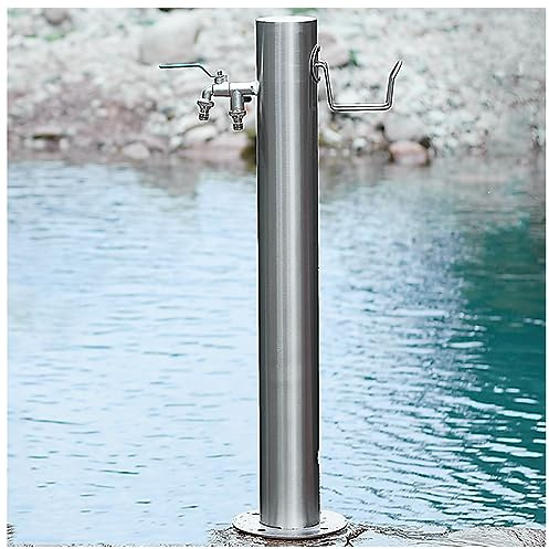 Garden Water Column with Faucet, Floor Mounted Water Tap Anti-Freezing Faucet Post, Stainless Steel Water Fountain Yard Hydrant Hose Stand, Outdoor Water Pipe Seat for Washing and Watering