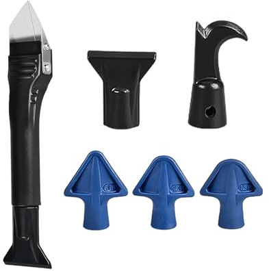 JTMKYO Set combinato di 6 pezzi per la pulizia di cuciture e spatole, 1 raschietto per colla double face in plastica, con 6 inserti per raschietto, riutilizzabile, adatto per la riparazione di pareti