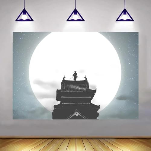Thema Geburtstag Fotografie Hintergrund Party Mond Samurai Fotostudio Requisiten Familie Banner 210cmx150cm