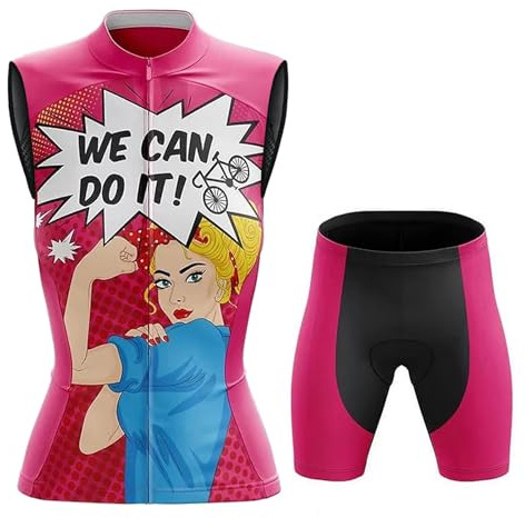 Abbigliamento Ciclismo Donna Completo Bici MTB Estivo,Maglia Ciclista Maglietta da Ciclo Senza Maniche Gilet e Pantaloncini Shorts con 19D Gel Imbottiti,Tuta da Bicicletta Asciugatura Rapida|5,S