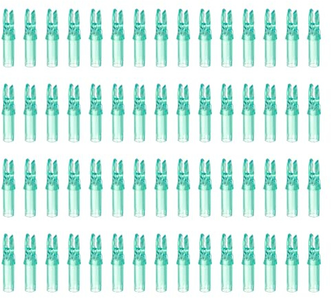 sourcing map Archery Arrow Nocks Plastic Carbon Arrow Inserts .244/6.2mm for DIY Hunting Shooting Compound Recurve Bow(Translucent Cyan, Pack of 60)
