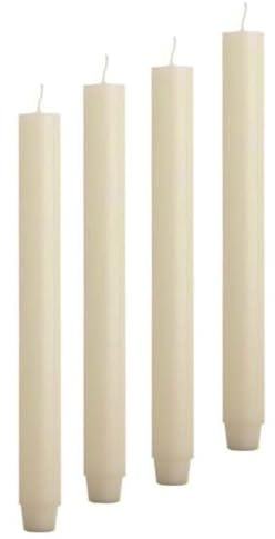 4er Pack Rustikale Stabkerzen H:30 cm Ø:2,6 cm - 20 Stunden Brenndauer - Kerzen Dinnerkerzen Tafelkerzen Kirchenkerzen, Farbe:Creme