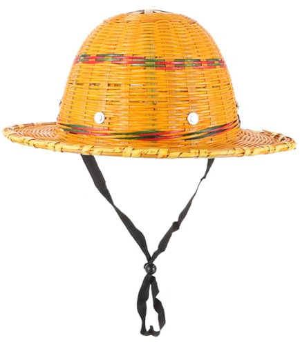 DEARMAMY Casque De Sécurité Bambou Respirant pour Chantier Protection Solaire Estivale Résistant Aux Chocs Ajustable pour Travaux Extérieurs