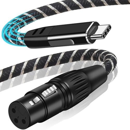 Muchfox USB C to XLR Microphone Cable,2M USB C to XLR Female Microphone Cable for Audio Recording, Dynamic Microphone, Compatible for iPhone 16/15, MacBook, Plug and Play