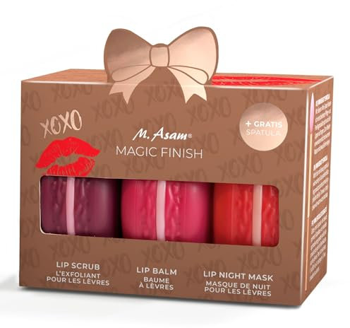 M. Asam MAGIC FINISH Intensive Lip Care Set Kiss Edition (3 x 8,5 g), Lippenpflege Set mit Lip Scrub, Lip Balm & Lip Mask, Beauty-Geschenkset Mit Mini Spatel, Pflege für geschmeidige Lippen