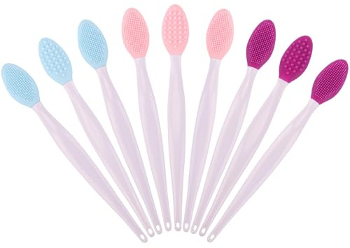 9 Stück Lippenpeeling-Pinsel, Silikon, doppelseitig, Lippenpeeling-Bürste für Männer und Frauen, Lippenaufhellung für dunkle Lippen