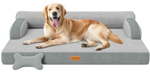 CWAWZ Cama ortopédica XL para perros, cama extra grande para perros, camas de refrigeración de doble cara para mascotas con funda lavable de espuma viscoelástica, parte inferior antideslizante, cama