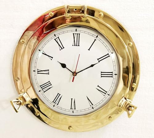 17 Antique Marine Solid Brass Ship Porthole Analog Clock Nautical Wall Clock Home Decor