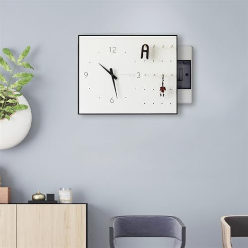 KANLVU Cache Compteur Electrique avec Horloge Simple Couvercle De Panneau électrique avec Support De Boîte, pour La Maison Bureau Entrée Cache Tableau Electrique Decoratif(Right,55 * 45cm)