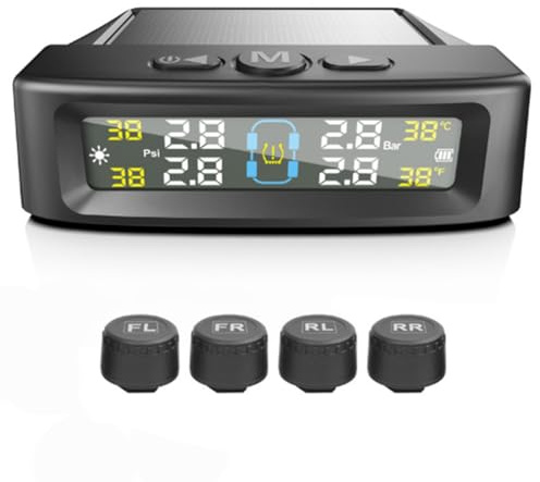 Wouueso Capteurs externes de pression des pneus pour voitures - Système de contrôle de la pression des pneus TPMS - Alarme de pression des pneus - Affichage numérique