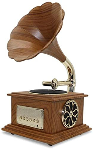 HUIMVNC Grammofono Vintage con Giocatore di Record di Riproduzione in Ottone Horn Altoparlante del Giradischi del Giradischi kxtmm