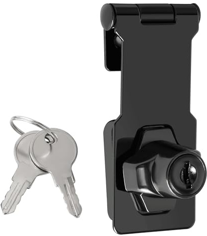 SAYAYO Shed Lock with 2 Keys, Keyed Hasp Door Lock Black 3 Inch | Metal Garden Gate Latch Bolt Security for Wooden Gates