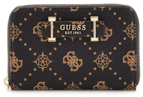 GUESS Geldbörse Silia SLG Medium Zip Around Espresso Logo Dunkelbraun