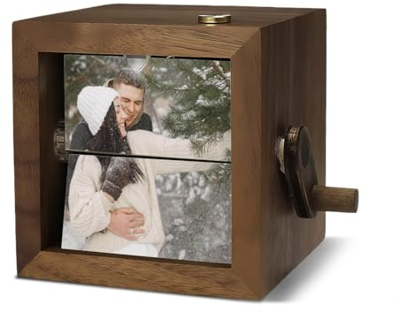 Klappbuchrahmen aus Holz mit LED, personalisierte Handkurbel, Weihnachtsgeschenk für Tochter