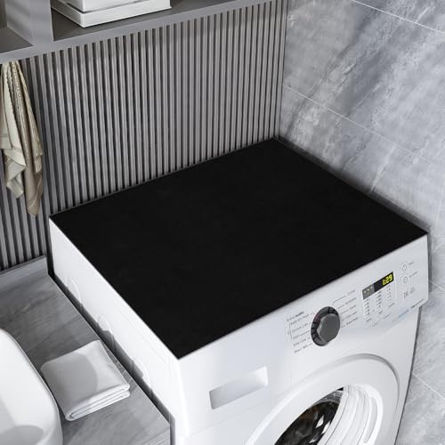 Cubierta Superior para Lavadora y Secadora,60X60 cm Suave y Fácil de Cortar | Funda para Lavadora,Protector Lavadora Parte Superior,Funda Lavadora de Tambor,para Encimera Lavandería Cocina (Negro)