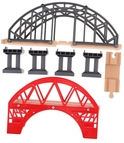 BCOATH 2 Piezas Puente de Tren de Madera Decorativo Accesorios para Vías de Juguete Modelo Desmontable para Diseño Flexible y Educativo Casa y Jardín de Infancia