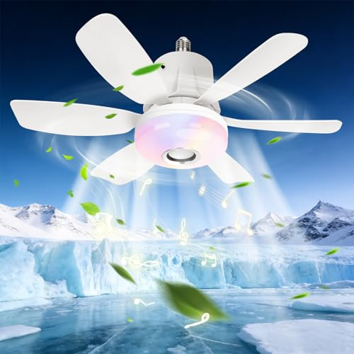 Great Jacob Ventilatore da Soffitto con Luce e Telecomando E27, Con altoparlante, Dimmerabile Plafoniera LED 3000-6500K, Luce ambientale RGB, timer, silenzioso per Camera da Letto, Soggiorno, Cucina