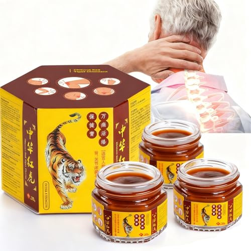 Pommade de tigres rouges, pour douleur d'épaule de muscle articulaire Pommade de massage de vertiges liquide apaisante, Réduit les tensions par le massage20g (3)