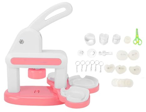 Yechiry Buttonmaschine, 3 in 1 (Abzeichen, Ansteckbuttons und Kühlschrankmagnete) Manuelles Abzeichen-Stanzpressen-Set, für Die Ganze Familie zum Selbermachen und Basteln (PINK)