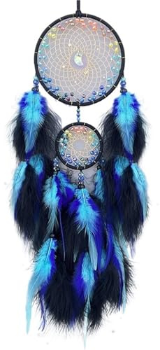Atrapasueños de Plumas Tejidas a Mano for decoración del hogar, Adornos Colgantes for Sala Estar y Dormitorio, 2 uds Atrapa Sueños(Blue)