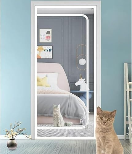 Zanzariera per gatti, Zanzariera for gatti con cerniera e, bianca, diverse misure(100x220cm)