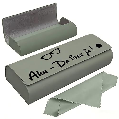 RunFar shop Brillenetui Hardcase mit Spruch Ahn Da ist Ja Lesezeichen Hardcase PU Leder Brillenetui Brillen Etui mit einem Mikrofasertuch für Sonnenbrille Lesebrille Sportbrille Damen Herren