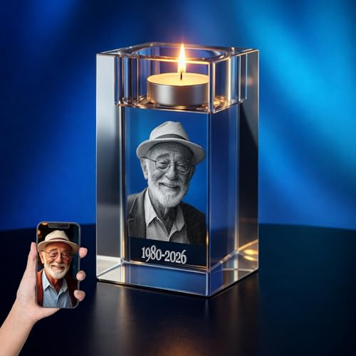Print Maniacs 3D Crystal Photo Frame, Personalised Crystal Picture Frame, Romantic Customised Anniversary Birthday Gifts For Men, Him, Mom, Dad, Couple, Wedding Memorial Gifts for Boyfriend Girlfriend