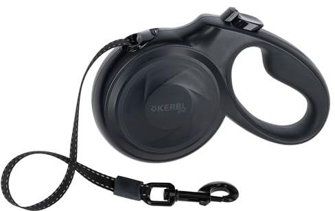 Kerbl Pet Rullkoppel, Hundkoppel, Antracit, 5 M, För Hundar Upp Till 30 Kg, Långt Flexikoppel, Ergonomiskt Handtag, Upprullningsmekanism, Reflekterande Rem