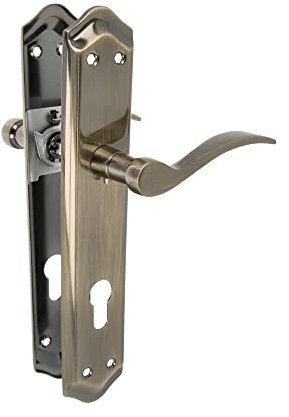 Amig - Set di maniglie con placca per porta | Maniglia Mod. BETA | Realizzato in acciaio | 256 x 48 mm | Quadro di 8 mm | Cromato opaco