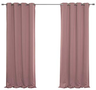 Best Home Fashion Thermal Insulated Blackout Curtains - Stainless Steel Nickel Grommet Top - Mauve - 52 W x 84 L - (Set of 2 Panels)