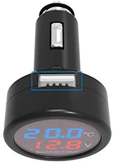 GOFORJUMP 3 in 1 Digital Voltmeter, Thermometer 12V 24V Zigarettenanzünder USB Car Charger