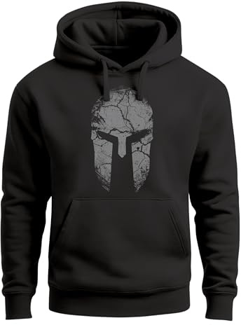 Neverless® Hoodie HerrenAufdruck Sparta Helm Spartan Warrior Print Kapuzen-Pullover Männer Fashion Streetstyle