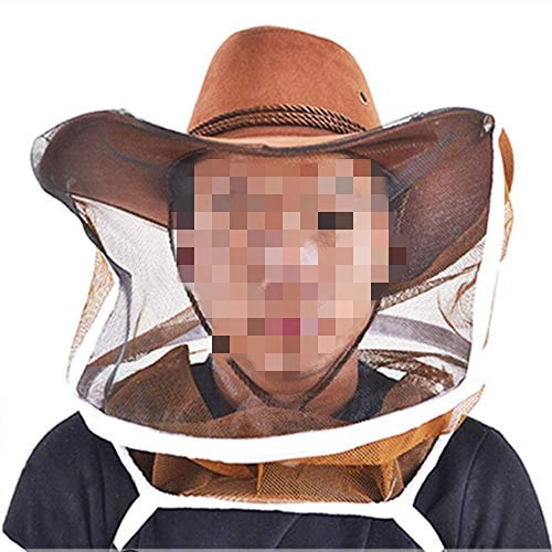 UOBEKETO Professioneller Imkerhut Imker Cowboyhut mit Schleier Netz Gesicht Hals Wrap Protector Imker Ausrüstung